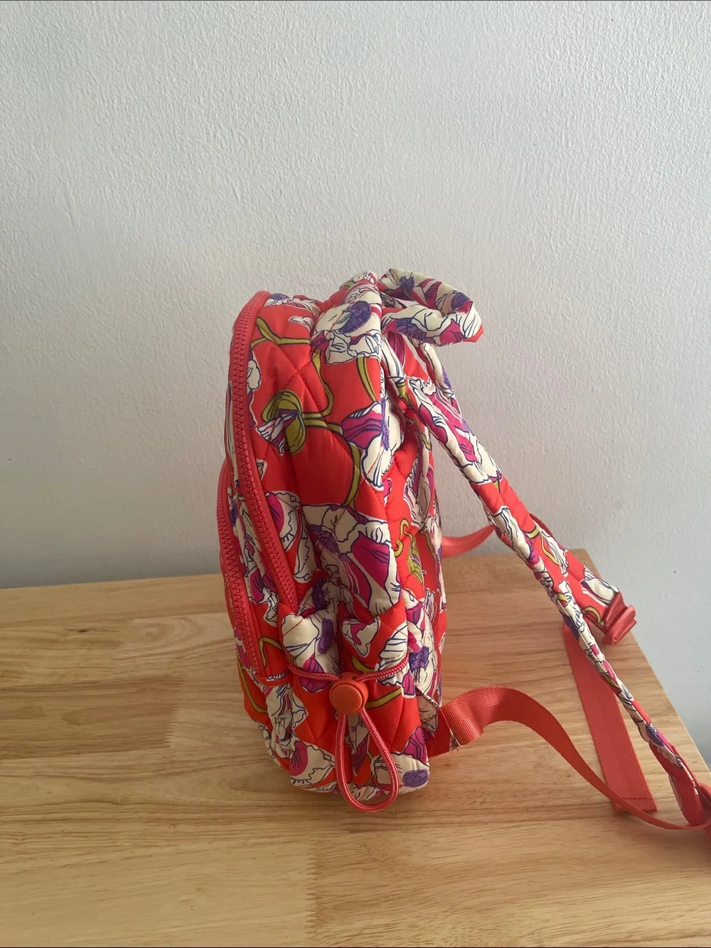 Vera Bradley Quilted Floral Mini Backpack - Coral with Cream & Pink